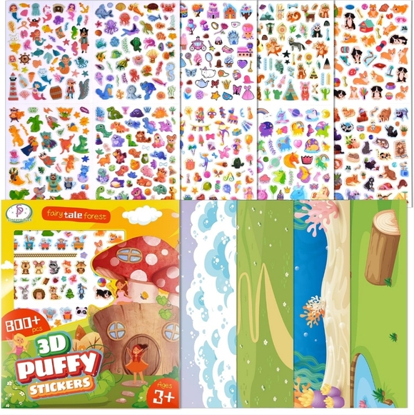 Fairy Tale Forest 3D Puffy Stickers 800 stickers 16 sheets - Picture 1 of 8